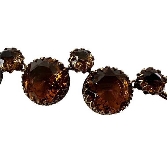 Henkel & Grosse for Dior Rootbeer Art Glass Necklace Vintage Dog Tooth Setting - Picture 8 of 12